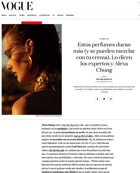 Article online published by Vogue.es, May 2019